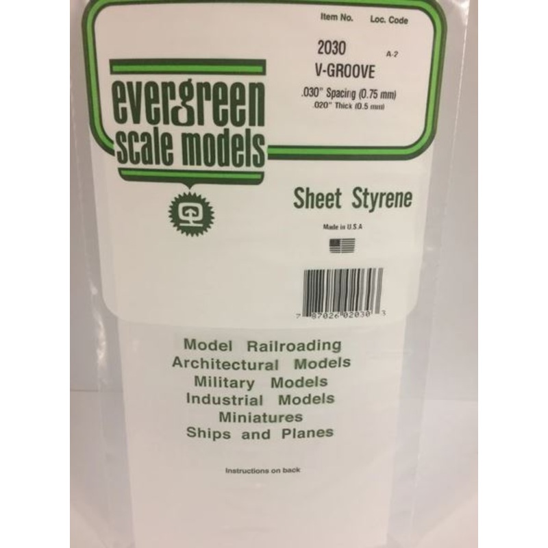 Evergreen 2030 .030 Spacing Vgroove Sheet