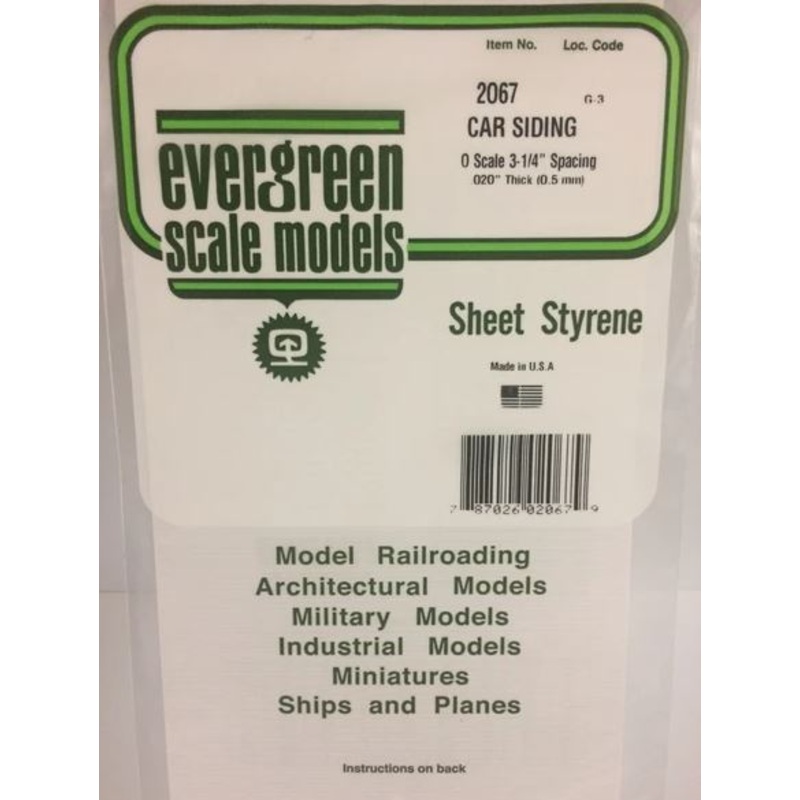 Evergreen 2067 .067 Passenger Car Siding