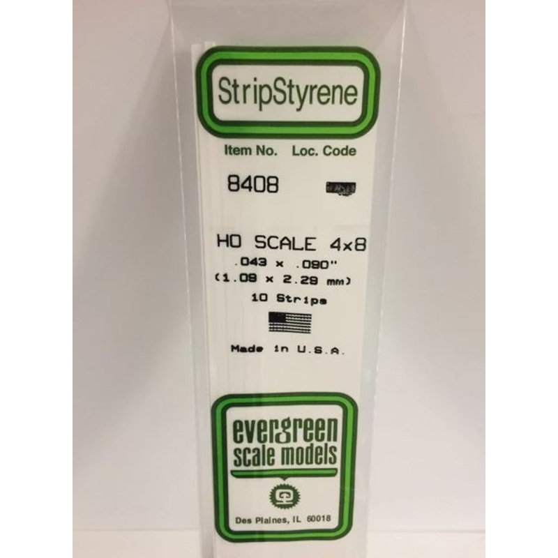 Evergreen 8408 .046 x .092 Ho Scale Strip
