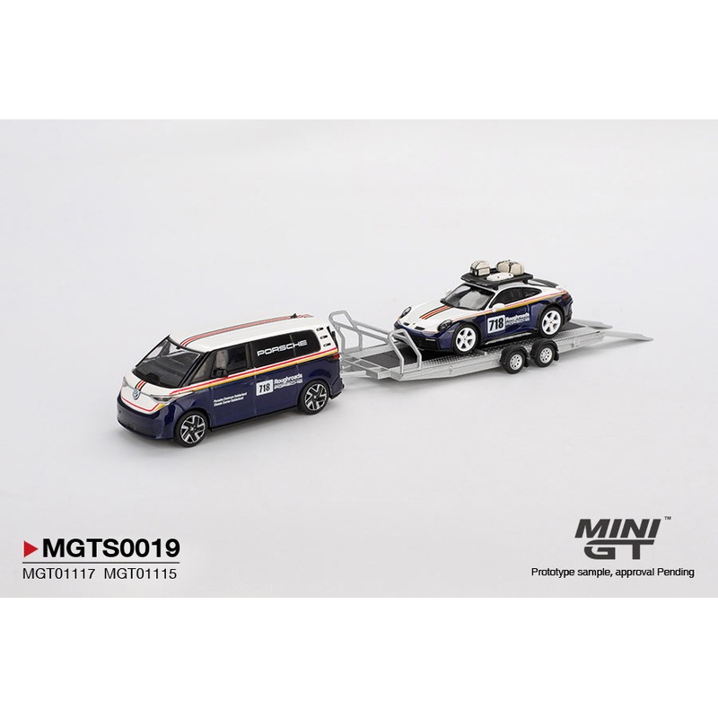 (PRE-ORDER) MINI GT 1:64 Porsche 911 Dakar #718 / Volkswagen ID. Buzz Porsche Centrum Gelderland Roughroads Set MGTS0019
