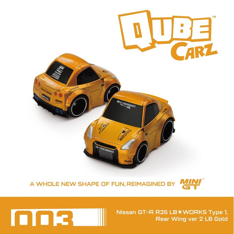 (PRE-ORDER) Qube Carz Nissan GT-R R35 LBWORKS Type 1, Rear Wing ver 2 LB Gold QZ00301-BL