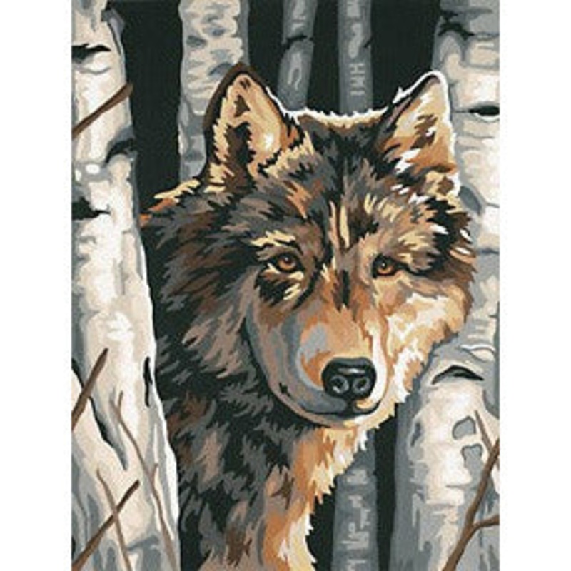 Dimensions Paint by Numbers Wolf Among Birches (9×12)