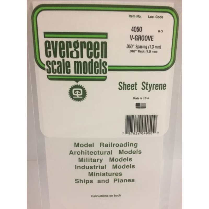 Evergreen 4050 .050 Spacing Vgroove Sheet