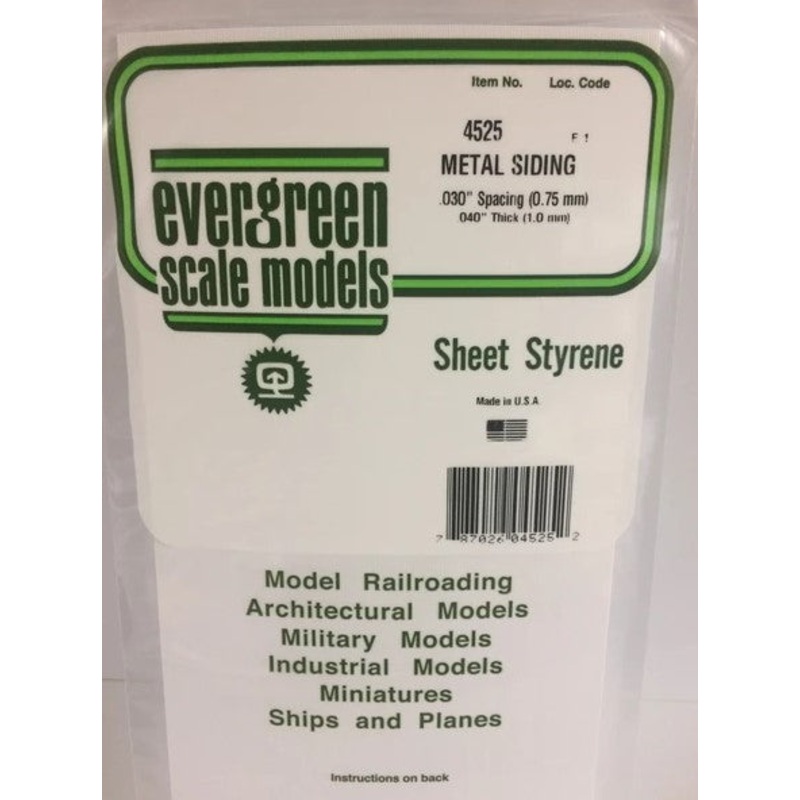 Evergreen 4525 .030 (.75mm) Corrugated Siding