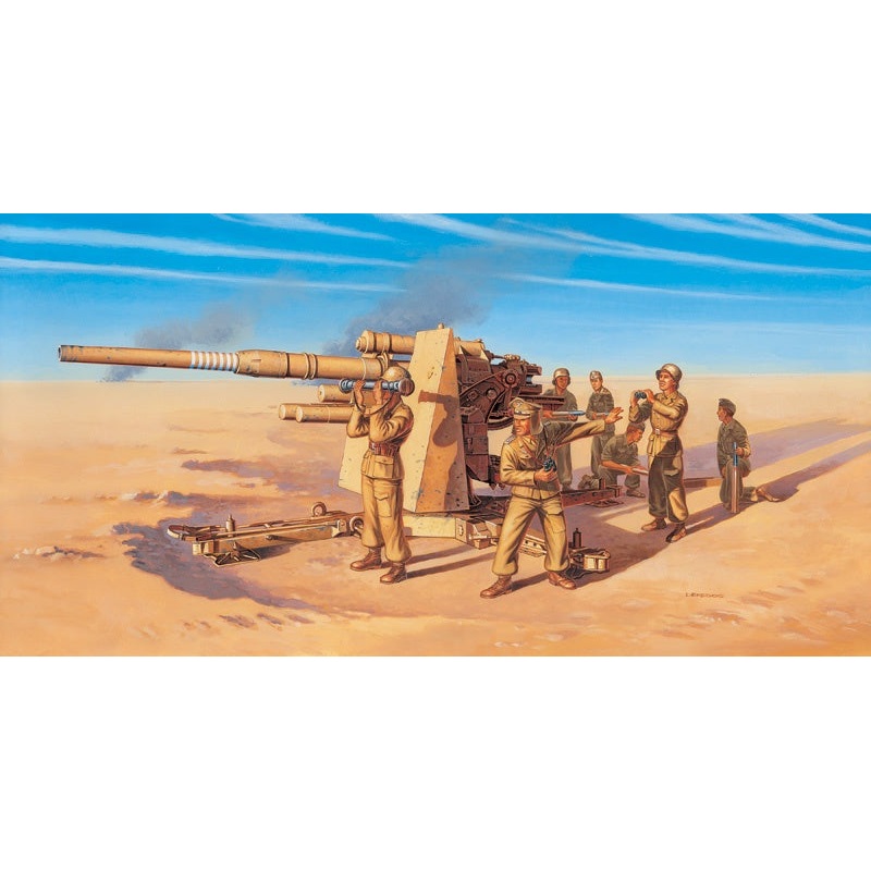 8.8cm Flak 37 AA Gun W/Servants 1/72 #7512 by Italeri