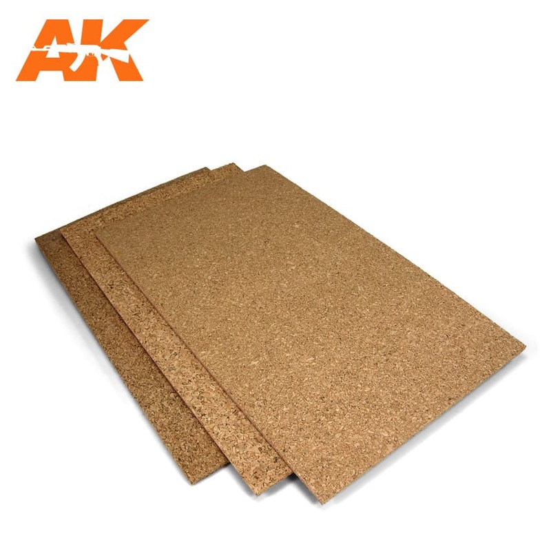 AK Interactive Cork Sheets|Fine Cork|Coarse Cork|200 X 300 X 1mm|200 X 300 X 2mm|200 X 300 X 3mm|200 X 300 X 1-2-3mm|200 X 290 X 6mm