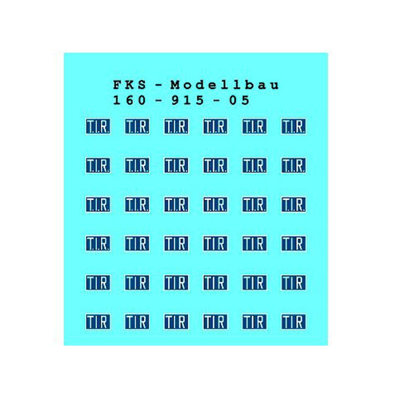 Decal sheet TIR – sign transit traffic