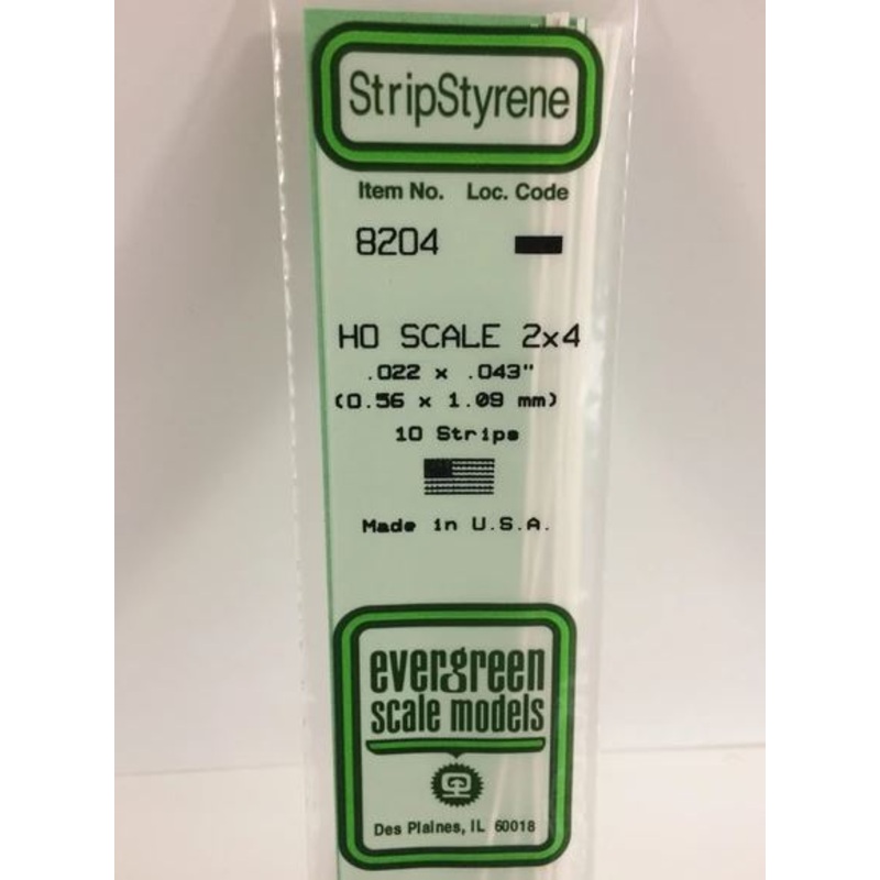 Evergreen 8204 .023 x .046 Ho Scale Strip