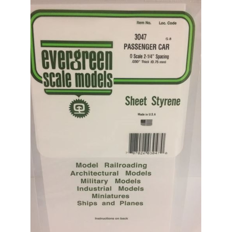 Evergreen 3047 .047 Passenger Car Siding