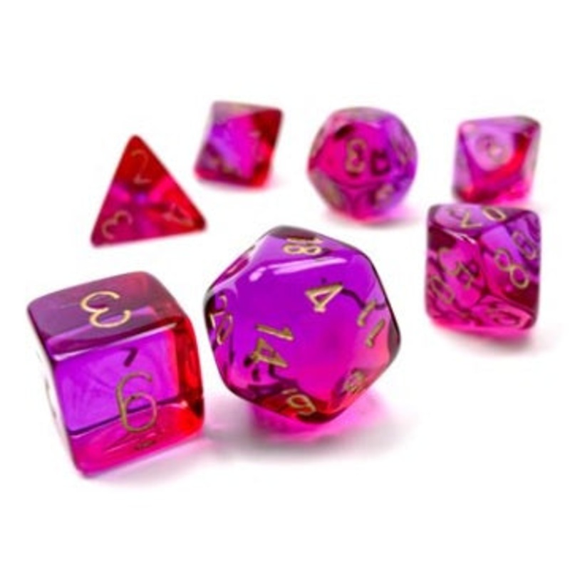 Chessex Gemini Translucent Red-Violet/gold 7-Die Set CHX26467