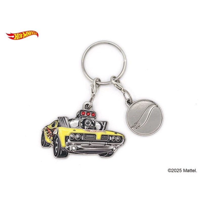 HWU87907 Hot Wheels Keychain RODGER DODGER Yellow Size: W4.5cm, Material: Zinc alloy, iron