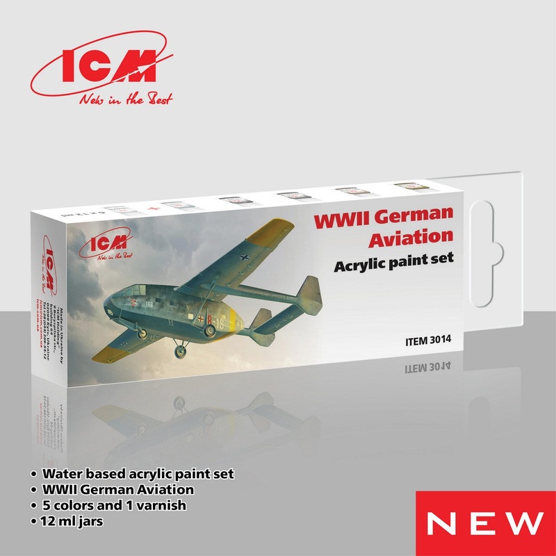 Acrylic Paint Set by ICM|WWII German Aviation ICM-3014|The Ghost of Kyiv ICM-3027