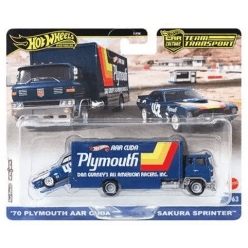 Hot Wheels Premium 1:64 Car Culture Team Transport 70 Plymouth AAR Cuda Sakura Sprinter