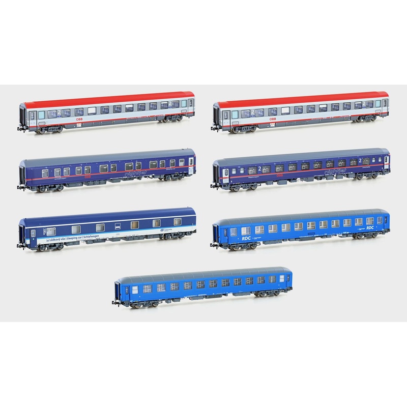 Passenger Car Set Night Train Car BB Nightjet/CD NJ408/458 Ep.VI 7-piece