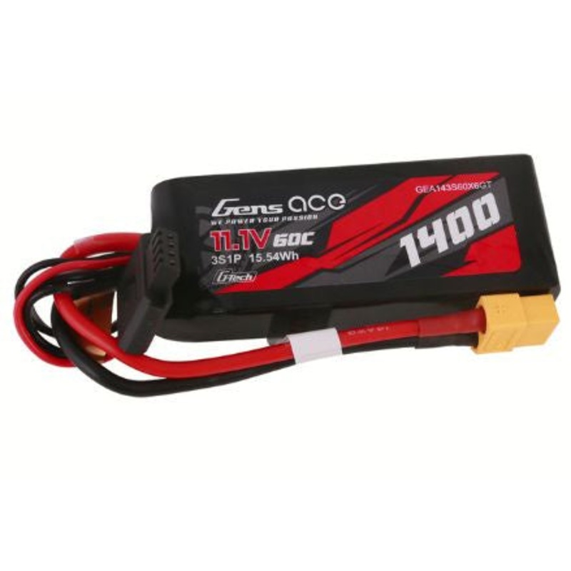 Gens Ace G-Tech Smart 3S LiPo Battery 60C (11.1V/1400mAh) w/XT60 Connector – GEA143S60X6GT