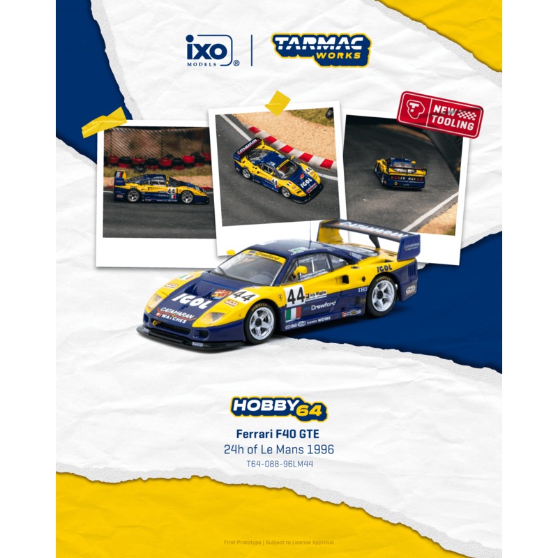 (PRE-ORDER) Tarmac Works x IXO 1:64 Ferrari F40 GTE, 24h of Le Mans 1996,