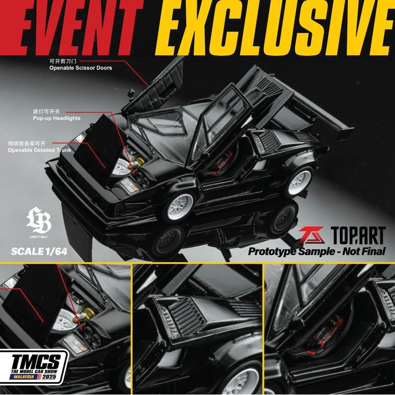 Top Art 1:64 LBWK Countach Black TMCS 2025 Event Exclusive
