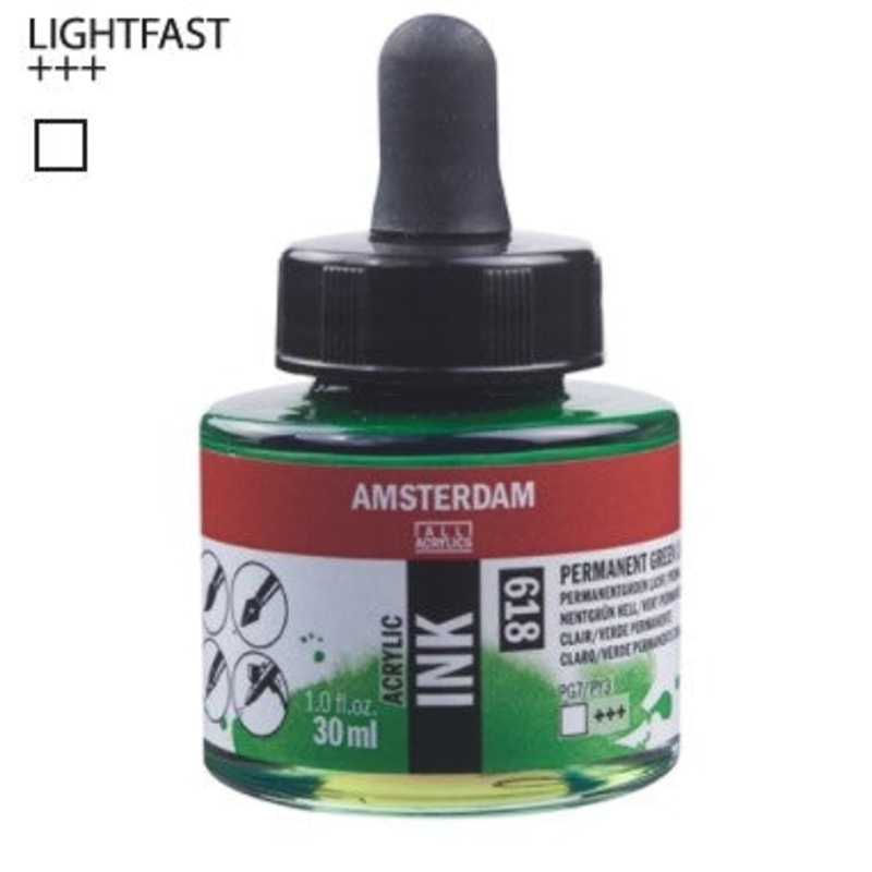 Amsterdam Acrylic Ink # 618 Permanent Green Light