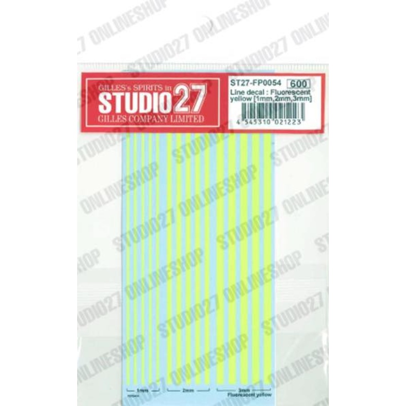 [ Back-order ] Studio27 FP0054 Line decal : Fluorescent yellow [1mm,2mm,3mm] Original Decals