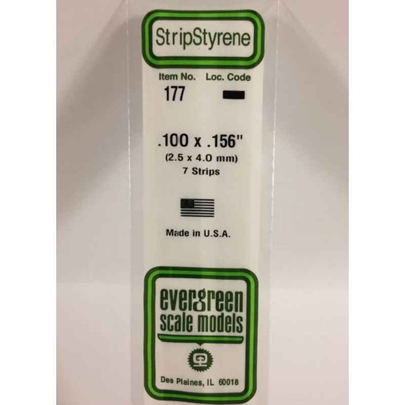 Evergreen 177 .100 x .156 (2.5mm x 4mm)  Strips (7pcs)