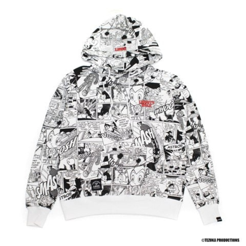 P54-WHXL LBWK  Astro Boy all-over print comic hoodie, white, M size Japan anime