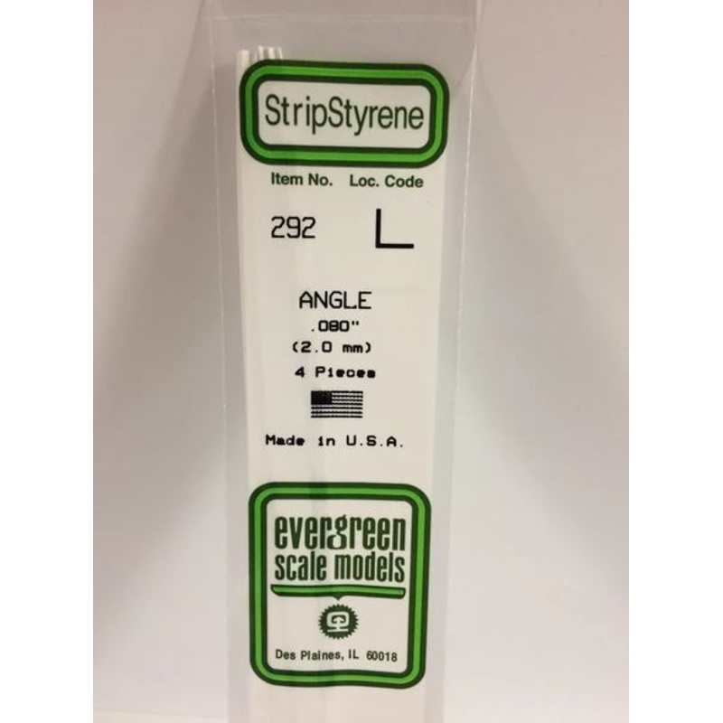 Evergreen 292 .080 / 2.0mm L Angle (4pcs)