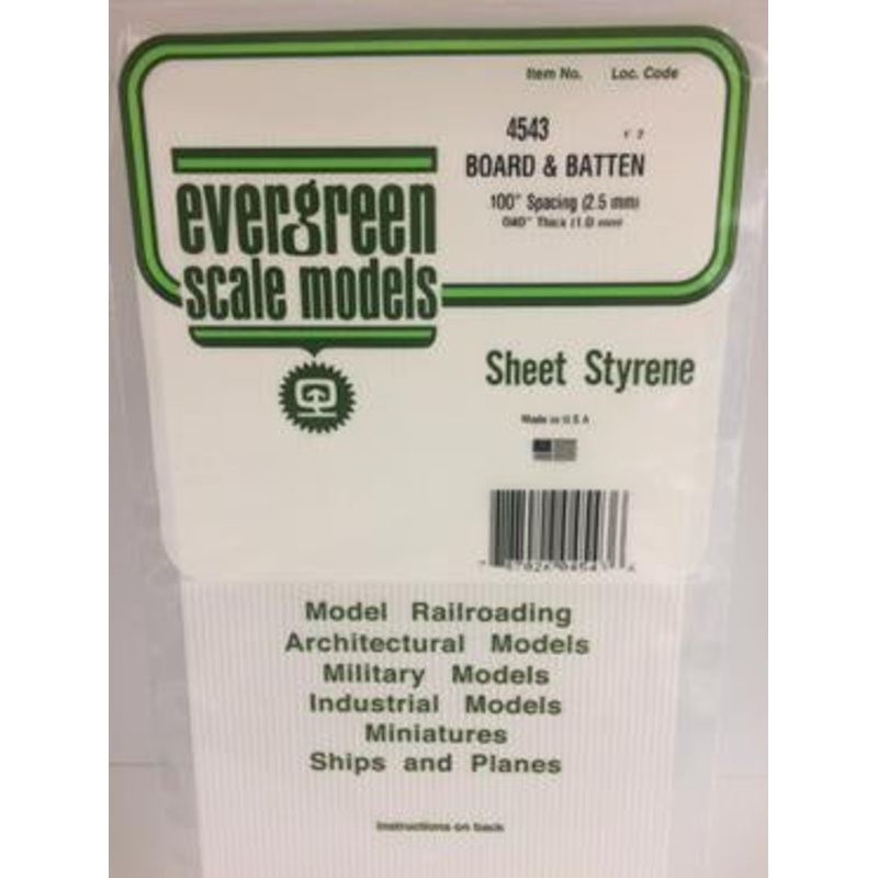Evergreen #4543 – .100 Opaque White Polystyrene Board And Batten Siding