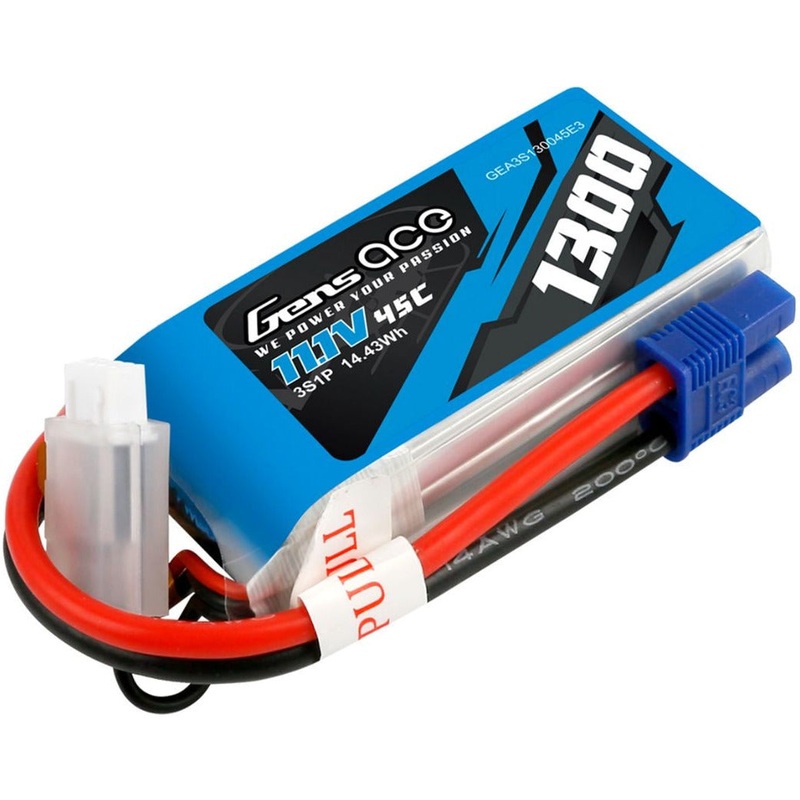 Gens Ace 1039 – 1300mAh 3S1P 11.1V 45C LiPo EC3 Plug Soft Case 72x35x21.5mm – GEA3S130045E3