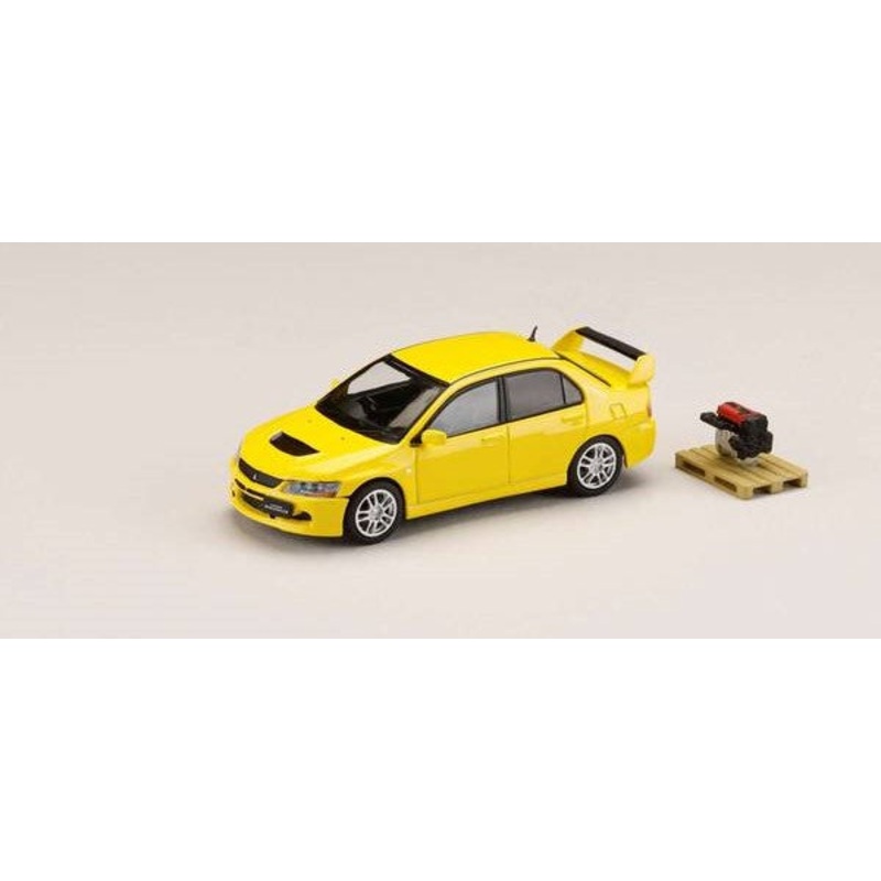 [ Back-order ] Hobby Japan HJ645054Y 1:64 MITSUBISHI LANCER EVOLUTION 9 GSR with Engine Display Model YELLOW SOLID Diecast model car