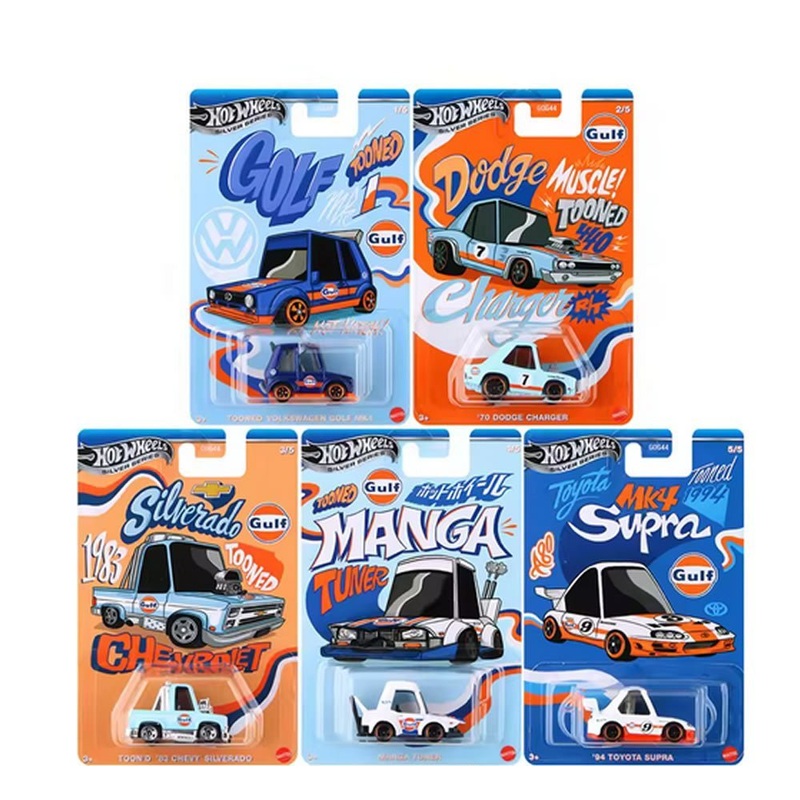 Hot Wheels 1:64 GULF TOONED Themed Automotive Asst 2025 Mix 2 Complete Set 1-5