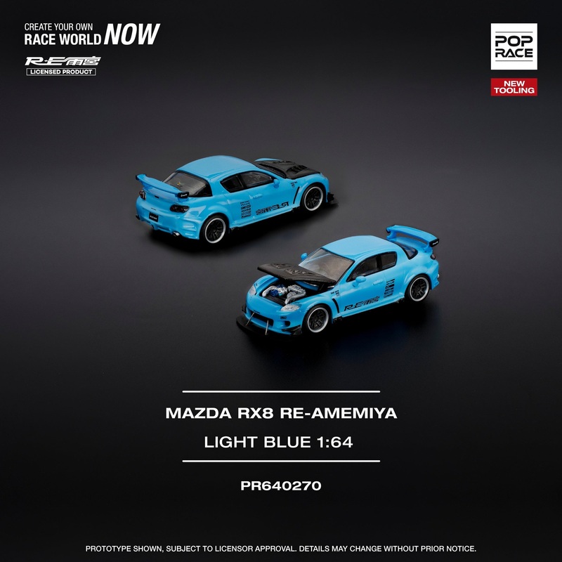 (PRE-ORDER) Pop Race 1:64 Mazda RX-8 RE-AMEMIYA Light Blue