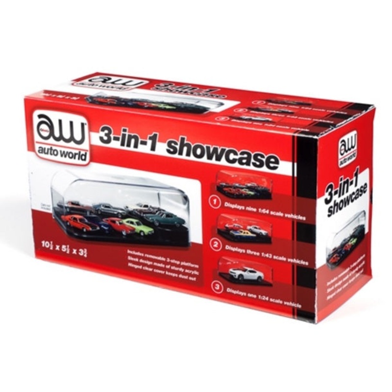 Auto World 1/24 3 in 1 Display Case (Interchangeable Inserts) – AWDC004/08