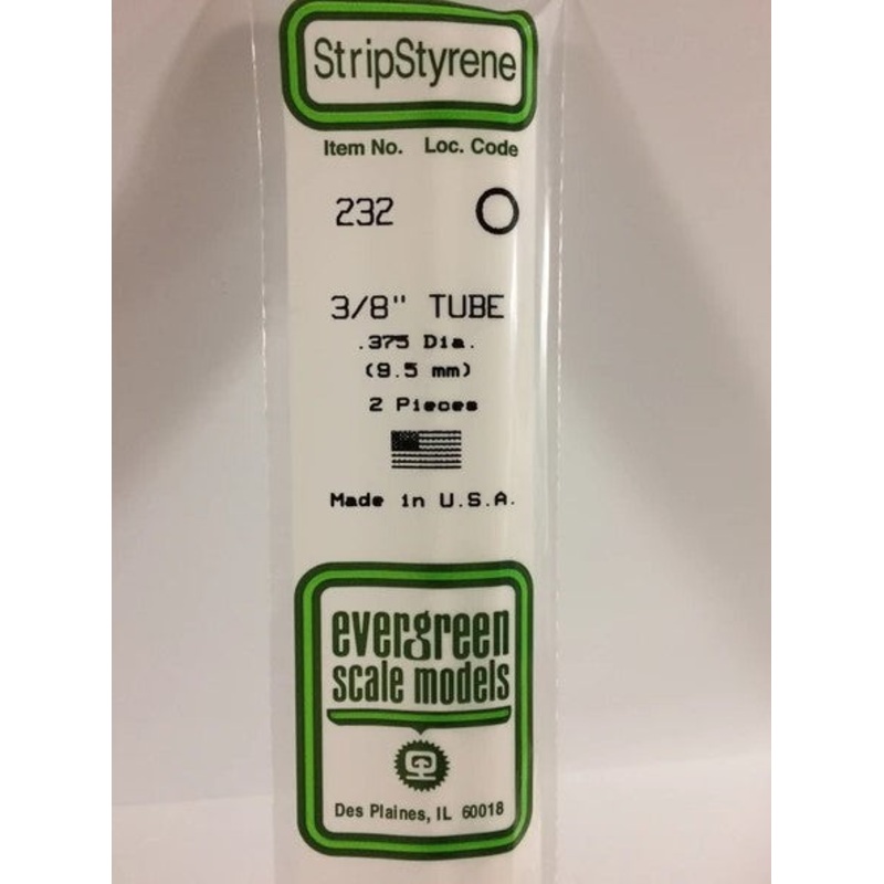 Evergreen 232 .375 / 9.5mm OD Tube (2pcs)