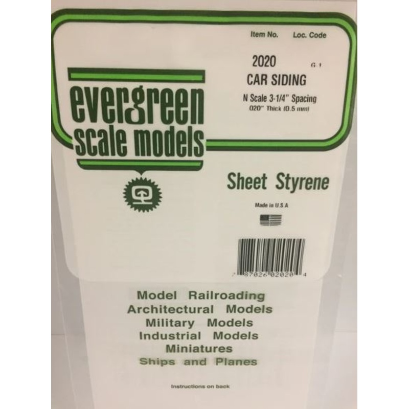Evergreen 2020 .020 Passenger Car Siding