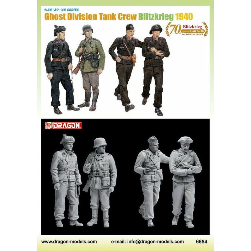39-45 Series Ghost Division Tank Crew Blitzkrieg 1940 1/35 #6654 by Dragon Models