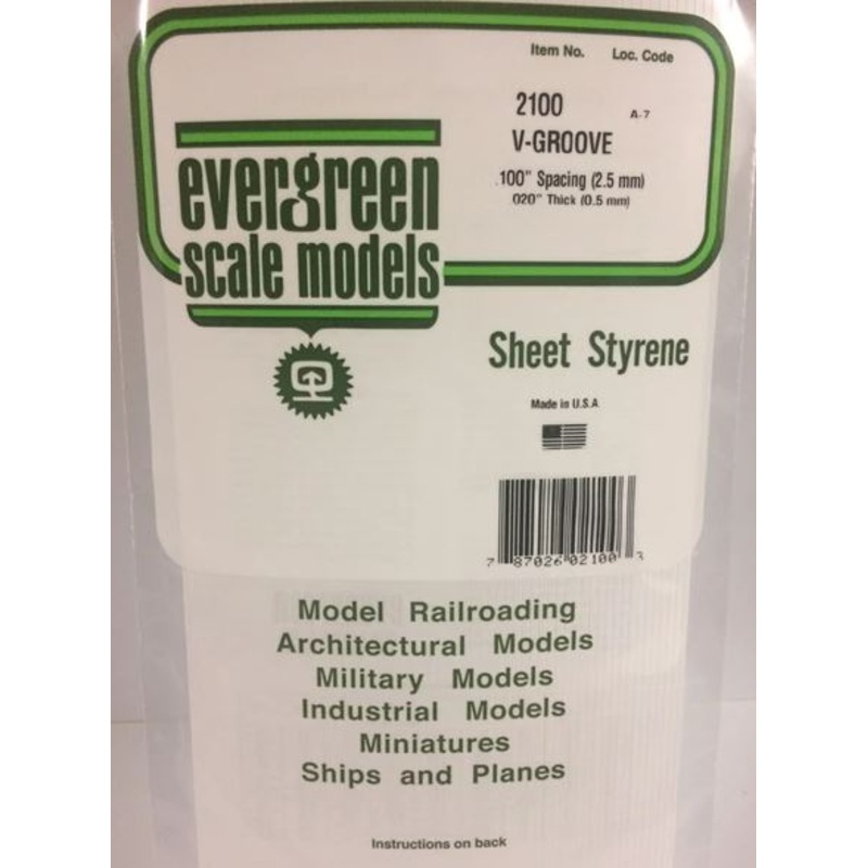 Evergreen 2100 .100 Spacing Vgroove Sheet