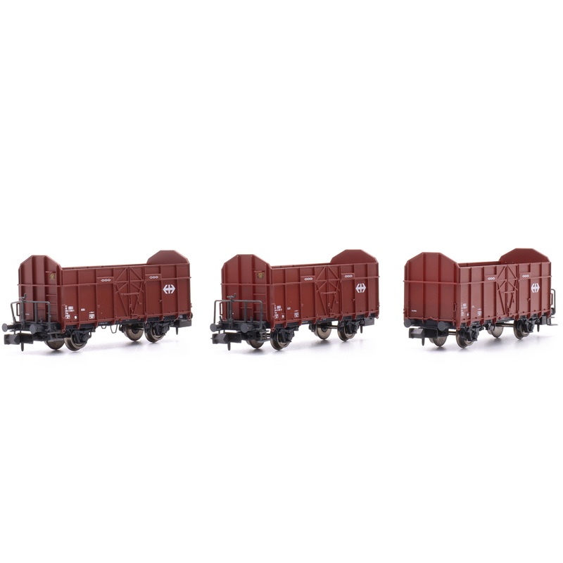 Set of 3 gondolas Fbkk SBB, Ep.IV, with SBB cross