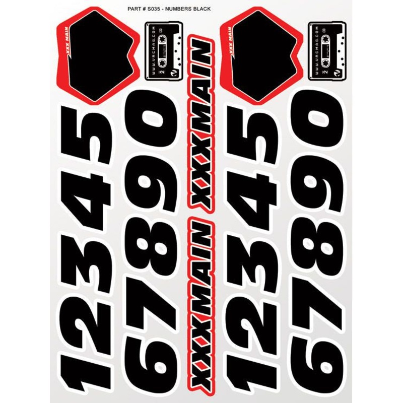 XXX Main Racing Numbers Black Sticker Sheet – XXXS035
