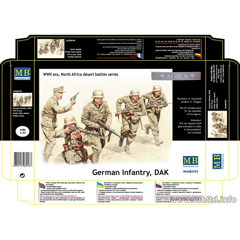 German Infantry, DAK, WWII, North Africa desert battles series, Kit N 3 1/35 #3593 by Master Box