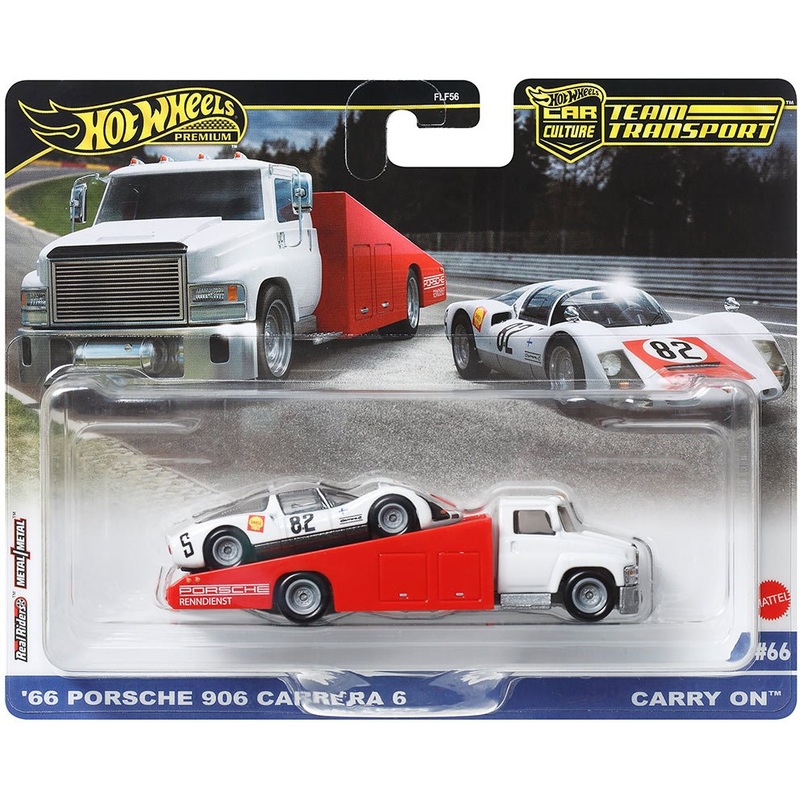 Hot Wheels Premium 1:64 Car Culture Team Transport – 66 Porsche 906 Carrera Carry On