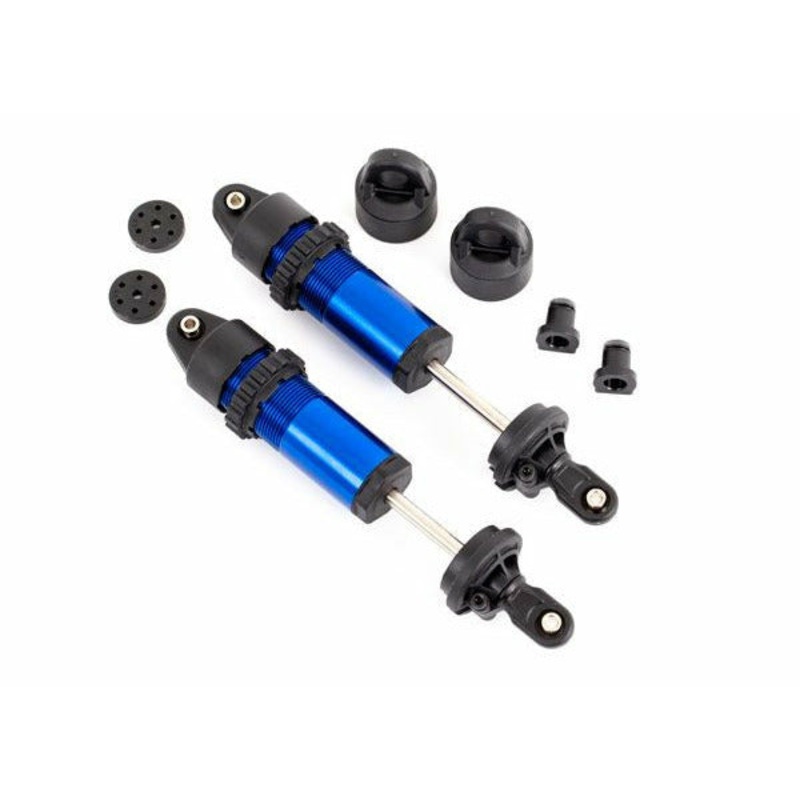 TRA9660 Shocks, Gt-Maxx, Aluminum (Blue-Anodized) (Fully Assembled W/O Springs) (2)