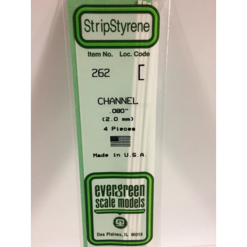 Evergreen 262 .080 x 14 / 2mm x 36cm Channel