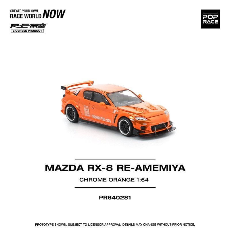 (PRE-ORDER) Pop Race 1:64 Mazda RX-8 RE-AMEMIYA Chrome Orange