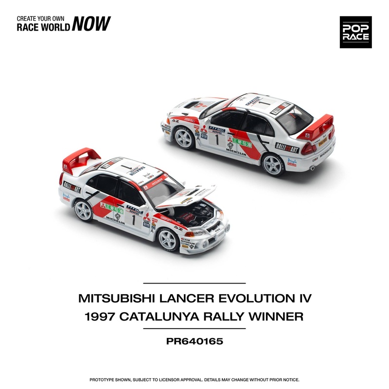 (PRE-ORDER) Pop Race 1:64 Mitsubishi Evolution IV Winner Rally De Catalunya 1997