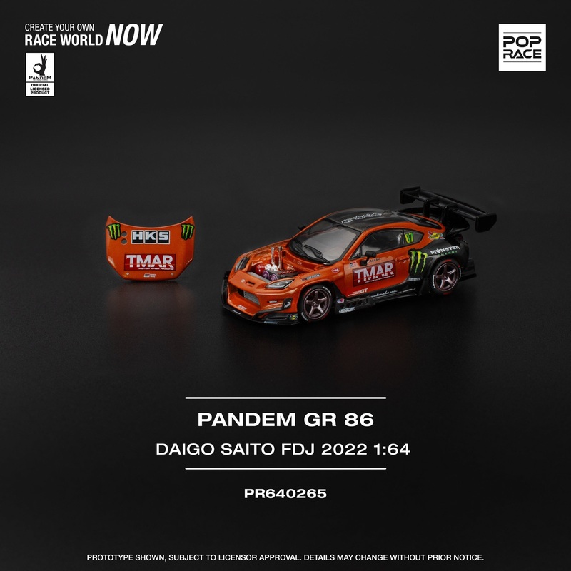 (PRE-ORDER) Pop Race 1:64 Pandem GR86 – DAIGO SAITO FORMULA DRIFT JAPAN 2022
