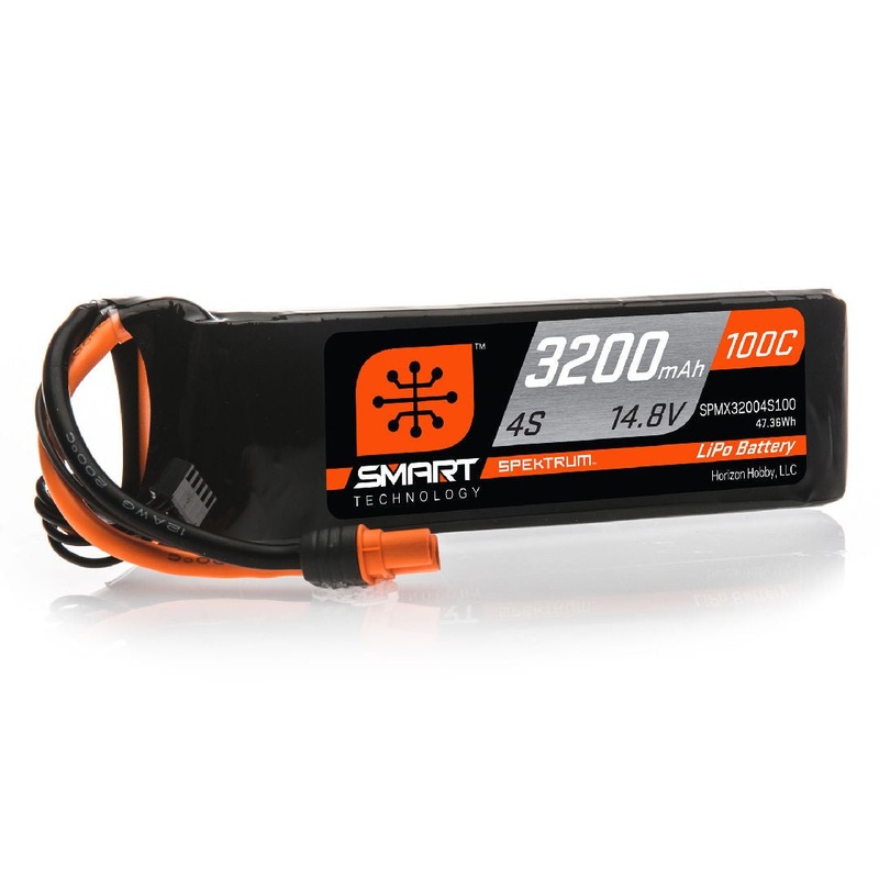 Spektrum 4S 14.8V 3200mAh 100C Smart LiPo Battery IC3 – SPMX32004S100