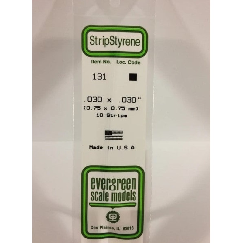 Evergreen 131 .030 x .030 / 0.75 x 0.75mm Square (10pcs)