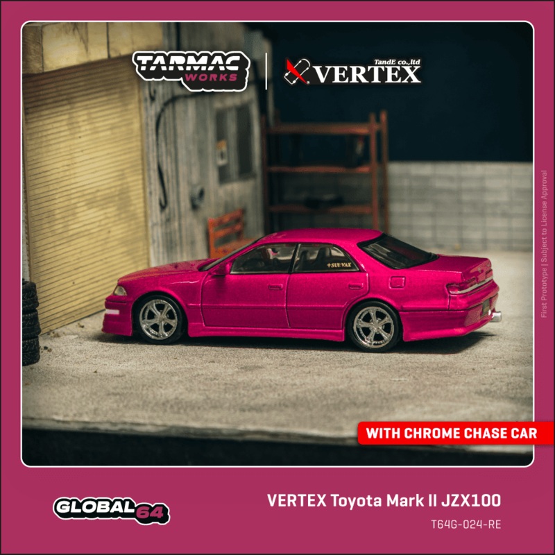 (PRE-ORDER) Tarmac Works 1:64 VERTEX Toyota Mark II JZX100, Red Metallic