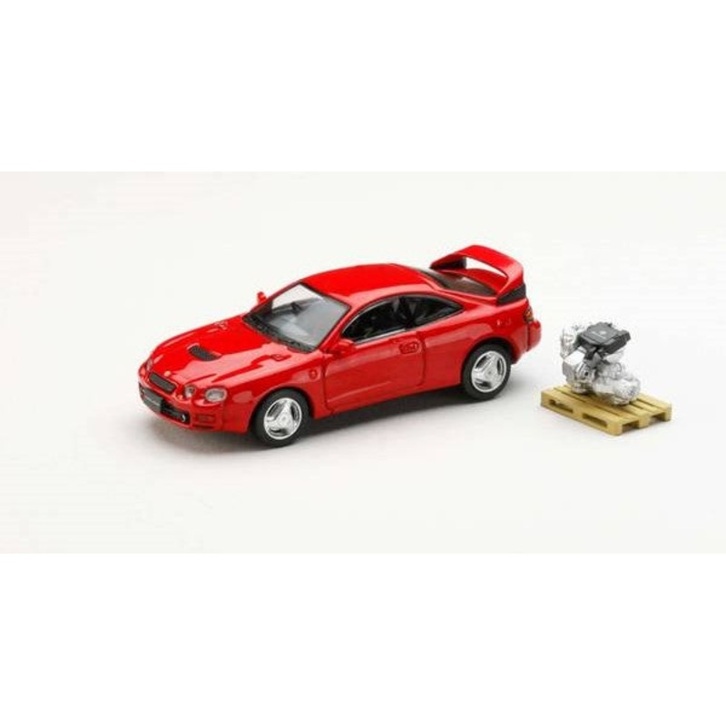 [ Back-order ] Hobby Japan HJ641064AR 1:64 Toyota CELICA GT-FOUR WRC Edition ST205 with Engine Display Model SUPER RED IV Diecast model car