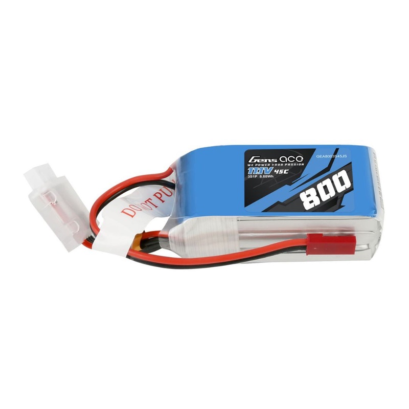 Gens Ace 3S LiPo Battery 45C (11.1V/800mAh) w/JST Connector – GEA8003S45JS